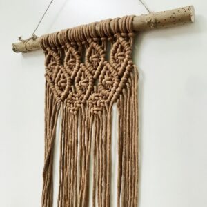 Panel Decorativo de Macramé y Madera Nativa